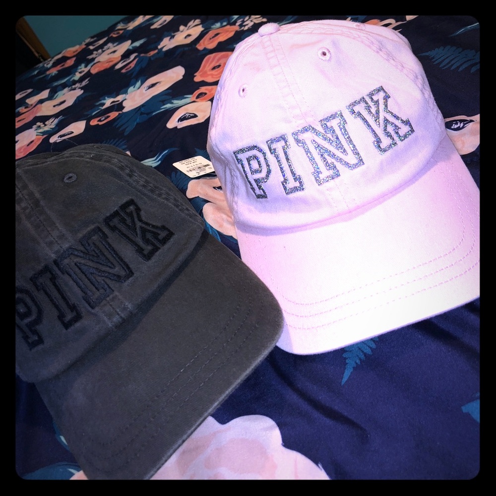 Pink hats, black one worn once